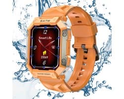 Tijdspeeltgeenrol PG Smartwatch - Oranje - Waterdicht IP68, Gezondheidstracker met GPS, Hartslagmeter en Lange Batterijduur