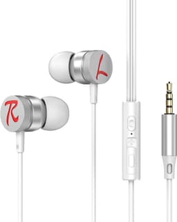 Bedrade oortjes - In Ear Oordopjes - Oortjes met Draad en Microfoon - Extra Bass - 3,5mm Jack Aansluiting - 120cm kabel - Wit — thumbnail 1