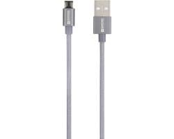 Skross USB-kabel USB 2.0 USB-A stekker 1.20 m Space grijs Rond, Flexibel, Stoffen mantel SKCA0010A-M120CN