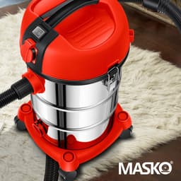 MASKO® industriële stofzuiger nat-droog roestvrij staal 2300W + stopcontact | blaasfunctie | droog en nat zuigen | Push&Clean | industriële stofzuiger met en zonder zak | zakloos - Rood — thumbnail 4