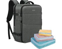 SHOP YOLO-rugzak laptop-waterdicht-17,3 inch met 3 opbergvakken-40 liter-Grijs