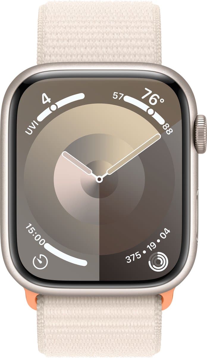 Apple Watch Series 9 - 45mm - Case with Starlight Sport Loop - Sterrenlicht Aluminium — afbeelding 1
