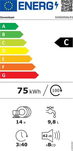 Inventum IVW6050A inbouw vaatwasser - 14 couverts - Volledig integreerbaar - Besteklade-Bestekmand - Stil: 42 dB - 8 programma’s - Max nishoogte 86,5 cm - Binnenverlichting - Projectie vloer - Extra droog optie - Startuitstel - Energielabel C — thumbnail 2