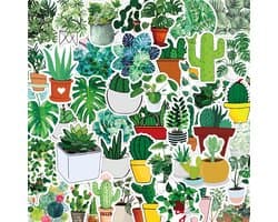 Planten Stickers 50 Stuks | Groene Stickers | Cactus | Monstera | Ficus | Kamerplanten | Grappige Stickers | Laptop Stickers | Stickers Kinderen en Volwassenen | Stickervellen | Plakstickers | Koffer Stickers | Stickers Bullet Journal en Planner
