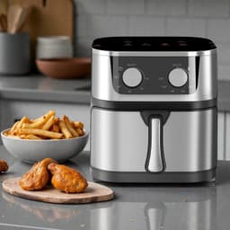 Atlasyx airfryer - Heteluchtfriteuse - Airfryer 8 liter - Airfryer rvs - Mechanische Bediening - 360° Verwarming - 1400 W - Zwart — thumbnail 2