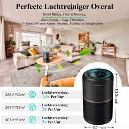 KLS® Luchtreinigers met Hepa Filter - Luchtreiniger Hepa Filter - Luchtreiniger - Zwart - 19cm x 19cm x 29cm — thumbnail 2