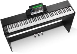 Digitale Piano met 88 Toetsen, Elektrische Piano met Dubbel Klavier en Ingebouwde Luidsprekers, Draagbare Koffer met Standaard en Hoofdtelefoonaansluiting, 200 Geluiden en Ritmes, Compatibel met Bluetooth/USB/MIDI, Ideaal voor Beginners — thumbnail 1