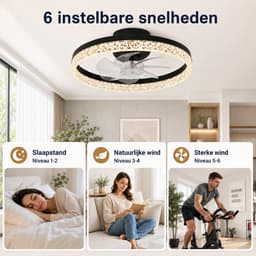 Rosnek Ventilatorlamp Plafond - Moderne Plafondventilator met Verlichting - Smart App Control & Remote Control - Ultra Stil - Omkeerbare Motor Zomer en Winterstand - Dimbaar - 6 Snelheden - Ø 45 cm — thumbnail 5