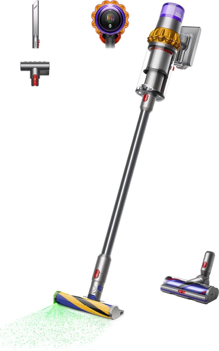 Dyson V15 Detect Absolute - Steelstofzuiger - Nikkel/Geel - 230 Air Watts - Geavanceerde detectie — afbeelding 1