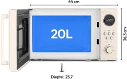 Magnetron Retro – 20 Liter – 800W – 8 Automatische Programma’s – Ontdooifunctie – Crème — thumbnail 5