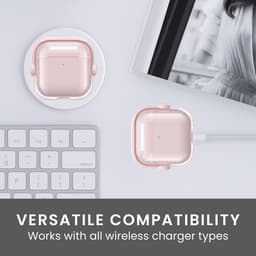 kwmobile transparante koptelefoonhoes voor Apple Airpods 5 / Airpods 4 - Hoesje van TPU met veiligheidssluiting - oudroze / transparant — thumbnail 3