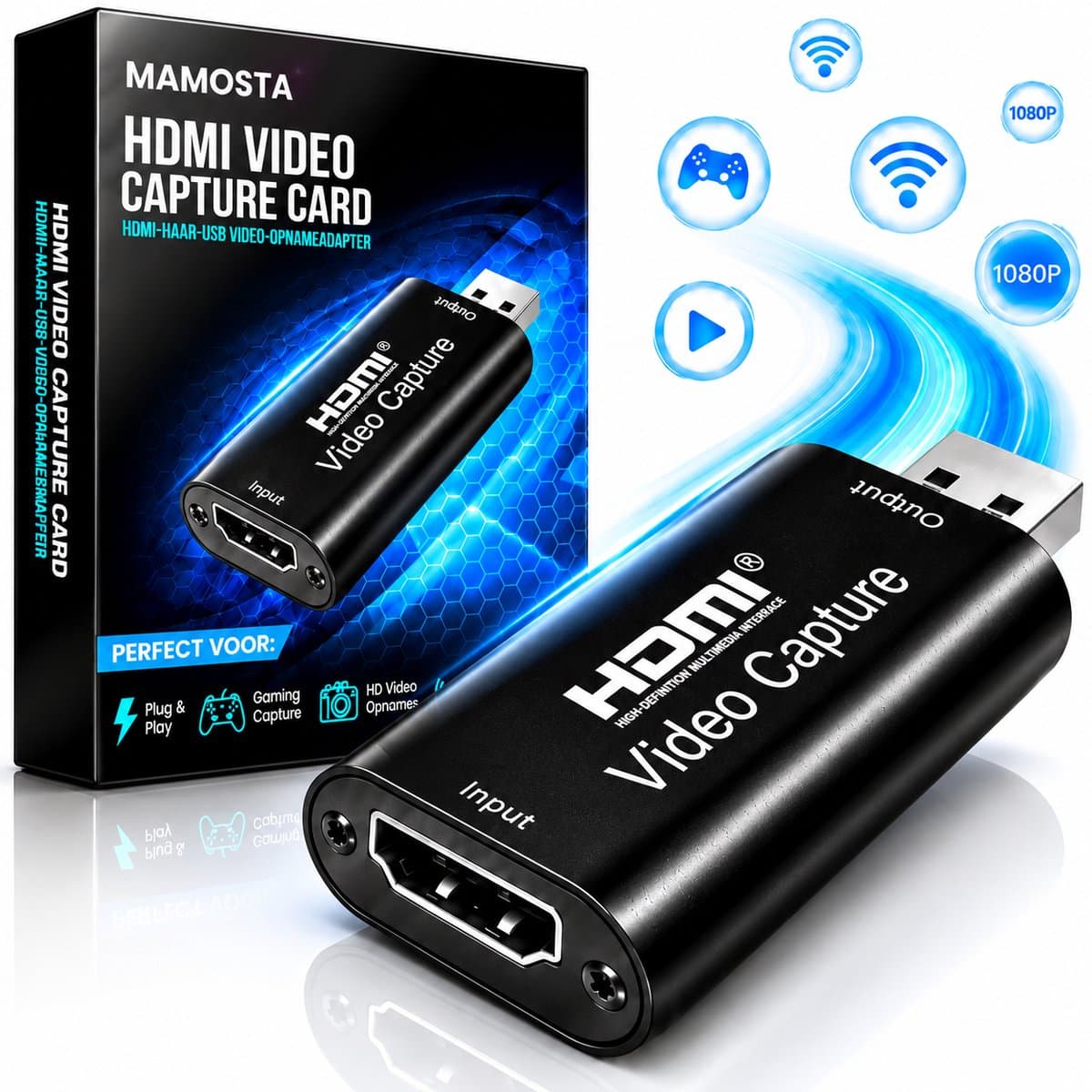 Mamosta® Capture Card HDMI Naar USB - Video Game Streamen & Opnemen - Geschikt Voor PS4, PS5, Nintendo Switch, Xbox, Windows & Mac — afbeelding 1