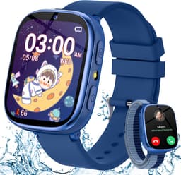 FOSMET Horloge Kind - Smartwatch Kinderen - 2G-Incl. Camera en 31 Kids Spelletjes - 512MB Geheugen - IP68 Waterdicht - Video Bellen& - USB Oplaadbaar Kinderhorloge SOS-Knop - Voor IOS & Android - Cadeaus Voor Jongens en Meisjes - Blauw — thumbnail 1