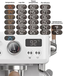 HIBREW H10Plus espressomachine, halfautomatisch koffiezetapparaat van 20 bar, snelle verwarming, temperatuurregeling, stoomopschuimer voor cappuccino latte, compact roestvrij staal — thumbnail 5