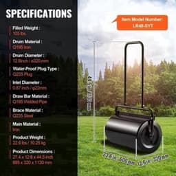 Grondwals – Gazonwals – Graswals – Tuinwals – Gazonroller – 60,96 cm Breedte – Zware Stalen Constructie – 49,21 L Vulcapaciteit – Ergonomisch Handvat – Makkelijk Vullen en Legen — thumbnail 1