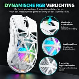 AULA SC620 - Gaming Muis – 12.000 DPI – 67 Gram – PAW3311 Sensor – Tri-Mode – RGB – Wit — thumbnail 3