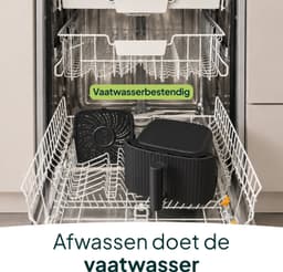 Vivid Green Airfryer 5L – Tot 5 Personen – 12 Programma's – Ribbeldesign – Vaatwasserbestendig – PFAS-vrij – Zwart — thumbnail 4