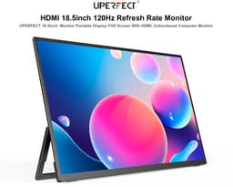 UPERFECT Draagbare monitor 18,5 inch, 120 Hz, 1920x1080 FHD IPS, USB-C- & Mini-HDMI-poort, 1200:1 tweede scherm met geïntegreerde standaard voor laptop/telefoon/spelconsole, VESA-montage mogelijk — thumbnail 3