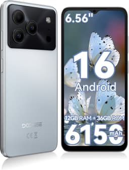 DOOGEE Note 56 Lite Smartphone - 6,56 Inch - 12GB(3+9) RAM - 32GB ROM - 6150 mAh - Android 16 - Met 3,5 mm hoofdtelefoonaansluiting - Wit — thumbnail 1