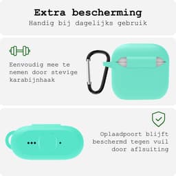 Case - Geschikt voor Apple AirPods 5 - Siliconen Hoes met Clip - Silicone Hoesje Cover - Turquoise — thumbnail 5