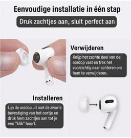 Oordopjes Voor AirPods Pro - 5 Paar - M - Ear Tips Vervanging Voor AirPods Pro - Voor AirPods Pro Gen 1 en 2 - Wit — thumbnail 2
