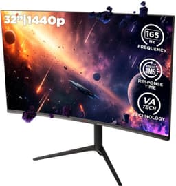 Gaming Monitor Curved - 32 Inch QHD 2560 x 1440 Pixels - 165 Hz Verversingssnelheid - VA Paneel - Voor PC PS5 Xbox — thumbnail 1