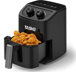 Heteluchtfriteuse, 2,3 liter, voor 1-2 personen, compacte airfryer met 6 menuopties, draaiknop voor temperatuur en timer, 3D-heteluchtcirculatie, anti-aanbakmand, vaatwasmachinebestendig, vetarm — thumbnail 1