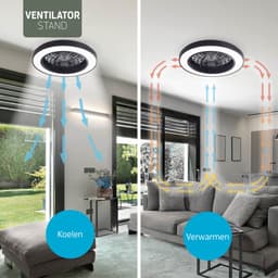 Varin® Smart Ventilator met verlichting - Zwart - Tuya Wifi - LED RGBW - Ø 50cm - Super stil - Afstandsbediening smart lamp - Plafondlamp slaapkamer - Plafonniere woonkamer - Plafondlampen - Plafond lamp - Verlichting kinderkamer - Ventilator — thumbnail 3
