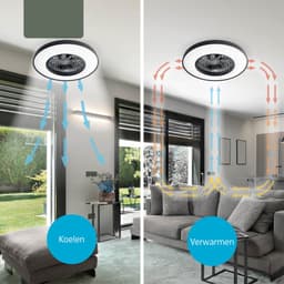 Varin® Smart Ventilator met verlichting - Zwart - Tuya Wifi - LED RGBW - Ø 60cm - Super stil - Afstandsbediening smart lamp - Plafondlamp slaapkamer - Plafonniere woonkamer - Plafondlampen - Plafond lamp - Verlichting kinderkamer - Ventilator — thumbnail 2