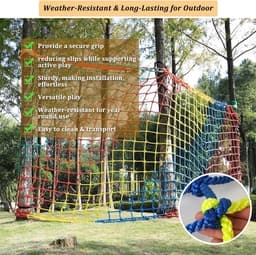 Klimnet Polyester Speeltuin Klimrek Voor Kinderen Buitenspeeltuin Veiligheidsbescherming, Boomhut, Touwladder, Schommelset, Jungle Gyms Hindernisbaan(Size:182*182cm(6*6ft),Color:rood/geel) — thumbnail 2