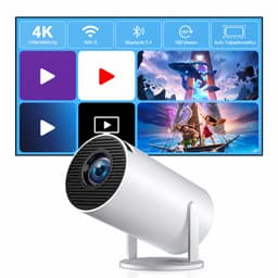 Mini beamer – Android 14 – WiFi 6 & Bluetooth 5.4 – 4K ondersteuning – 210° draaibaar – Auto Keystone — thumbnail 1