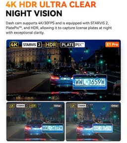 VANTRUE Element 1 Pro 4K Mini Dash Cam Voorkant, STARVIS 2 Plate Pix™ HDR Nachtzicht Autocamera, 5G WiFi GPS, 1,54'' scherm, LTE,Spraakbesturing, 24H Gebufferde Parkeermodus【Gratis bij aankoop: 40mm CPL-filter*2 +VP05 Hardwire Kit +Afstandsbediening】 — thumbnail 3