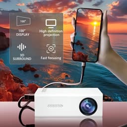 Mini Beamer – 1080P Ondersteuning – 500 ANSI Lumen – 80 Inch Projectie – USB – Compact en Draagbaar — thumbnail 5