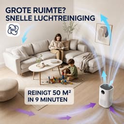 DPLUNIQ Luchtbevochtiger - Luchtreiniger - Air Purifier - HEPA Filter - 2 in 1 - Touch - 35-60 m² - 2,6kg - 23x23x55cm - Wit — thumbnail 4