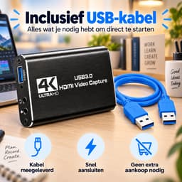 Mamosta® Capture Card 4K HDMI - USB-A 3.0 - Video Game Streamen & Opnemen - Geschikt Voor PC, Mac, PS4, PS5, Nintendo Switch, Xbox & Playstation — thumbnail 5