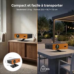 Beamer Draagbaar - 1080P Full HD 450 ANSI Lumen - Dolby Audio 5W - WiFi 6 Bluetooth 5.1 - Voor Thuisbioscoop Gaming Presentaties — thumbnail 3