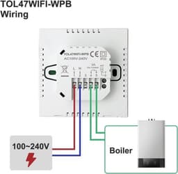 Draadloze verwarmingsthermostaat - Slimme Tuya-thermostaat - Digitale thermostaat voor in de kamer - Geschikt voor een gasboiler en vloerverwarming - Werkt met Alexa en Google Assistant - 3A — thumbnail 3
