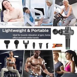Diepweefselmassagepistool - Draagbare percussiemassager met lcd, 30 snelheden en 6 opzetstukken voor pijnverlichting — thumbnail 2