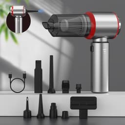 4‑in‑1 draadloze oplaadbare handstofzuiger, 16000PA sterke draagbare autostofzuiger met borstelloze motor, compacte mini stofzuiger in zilver, voor auto, thuis, kantoor en kamperen（rood） — thumbnail 1