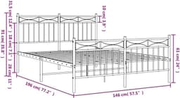 Bedframe met hoofd- en voeteneinde, metaal, wit, 140 x 190 cm, bedframe voor woonkamer, slaapkamer, hotelbedframe, geschikt voor slaapkamer — thumbnail 4