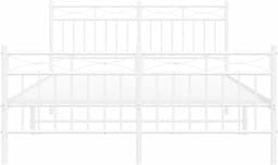 Bedframe met hoofd- en voeteneinde, metaal, wit, 140 x 190 cm, bedframe voor woonkamer, slaapkamer, hotelbedframe, geschikt voor slaapkamer — thumbnail 3