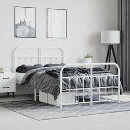 Bedframe met hoofd- en voeteneinde, metaal, wit, 120 x 190 cm, bedframe voor woonkamer, slaapkamer, hotelbedframe, geschikt voor slaapkamer — thumbnail 3