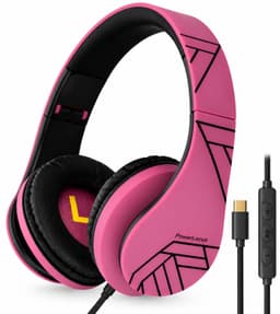 PowerLocus P2 Wired - Koptelefoon met Draad USB-C - Microfoon - Inklapbaar - Over-Ear Hoofdtelefoon met Kabel - Comfortabele Pasvorm - Audio Sharing Port - Zwart/Purper — thumbnail 1