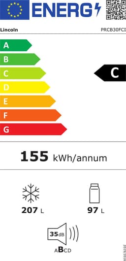 Lincoln Prestige PRCB30FCI Vrijstaande Koel-vriescombinatie - 304L - Total No-Frost - Energieklasse C - Inverter Compressor - Fluisterstil 35dB - RVS Look (Inox) — thumbnail 2