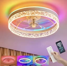 Ventilator Lamp - Airco Lamp - RGB - Plafondventilator Met Verlichting - Pafonniere - Plafondventilator Afstandbediening - Keukenlamp - Woonkamerlamp -6 Standen — thumbnail 1