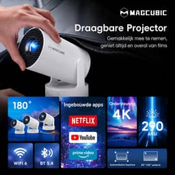 Magcubic® HY300pro Beamer Mini Smart Projector –4K Draagbare Beamers-Native Full HD - 290 ANSI Lumen Home Cinema- Laserprojector Thuisbioscoop- Auto Keystone- iOS&Android 14-Google Playstore&Netflix– WiFi 6 & Bluetooth 5.4 — thumbnail 3