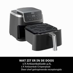 Airfryer 4,7 liter 2000W met 4 functies heteluchtfriteuse grillen opwarmen en drogen zwart met antiaanbaklaag — thumbnail 4