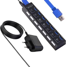 USB Hub - Verlenger Poorten - Extra Aansluitingen - Individuele Aan/Uit Schakelaars - 7 Poorten - Zwart — thumbnail 1