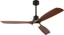 Plafondventilator Met Verlichting 60 Inch – 3 Bladen – Dimbare Led Met 3 Kleurtemperaturen – Massief Hout – Walnoot Zwart – Afstandsbediening — thumbnail 1