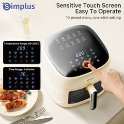 Mura Airfryer - Frituurpan - Friteuse - Heteluchtfriteuse - Kookvenster - 6,5L Inhoud - LCD-Touchscreen - 10 Programma's - Beige — thumbnail 3